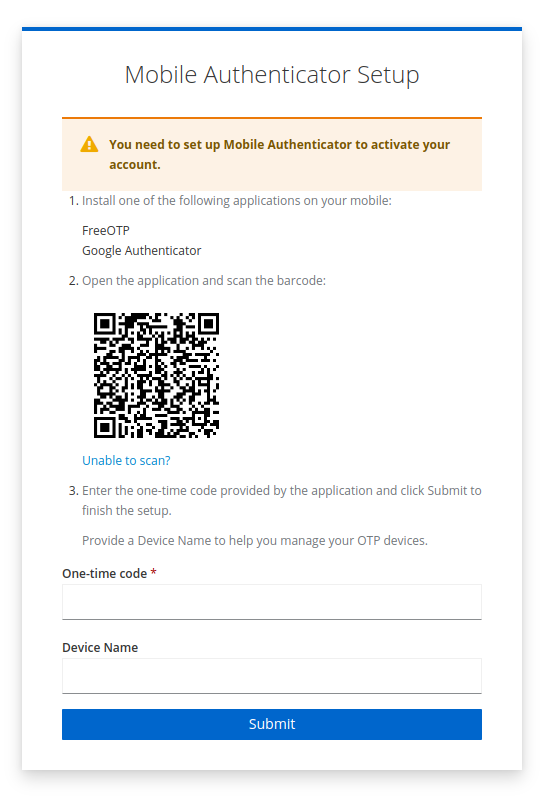 Keycloak OTP Setup Instructions