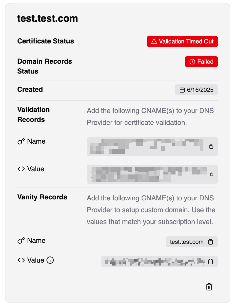 Custom domain success