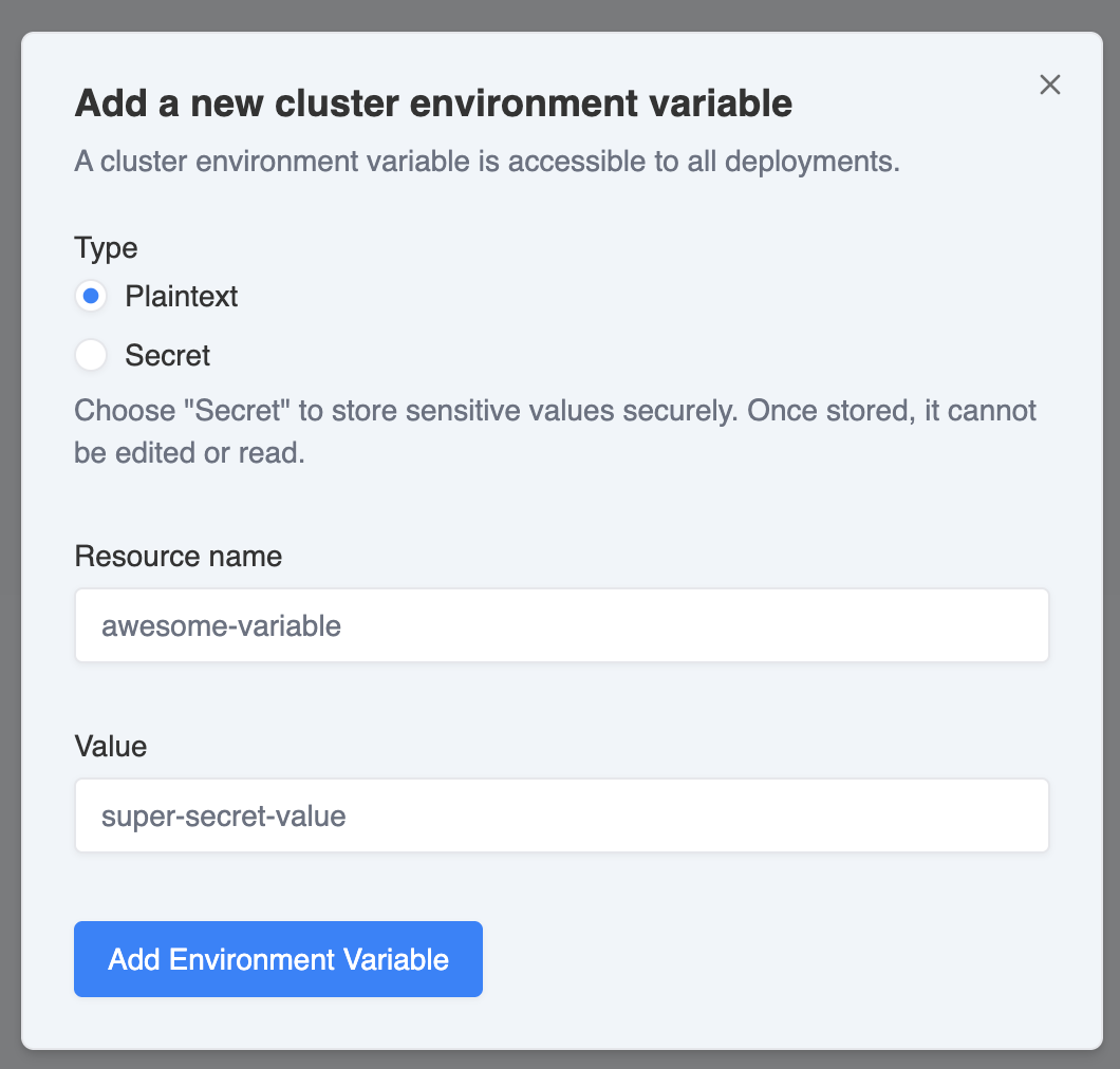 Phase Two Dash - Cluster Add Environment Variable